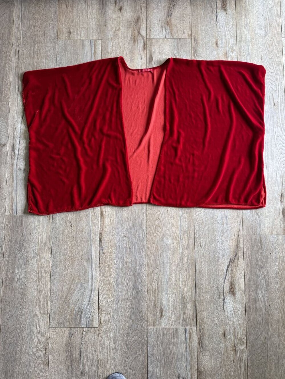 Cut Loose Red Velvet Silk Rayon Short Open‎ Front Tunic Cardigan Kimono One Size